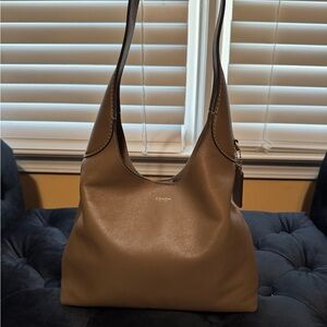 Coach Brooklyn Medium Shoulder Bag 28 in Dark Stone Leather